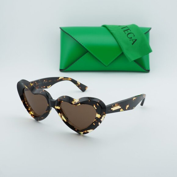 Bottega Veneta BV1432S 002 Geometric Sunglasses - Havana/Brown